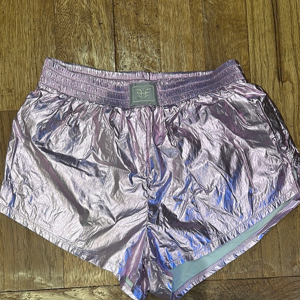 Heroine Sport Pink Athletic Shorts with Shimmery Finish